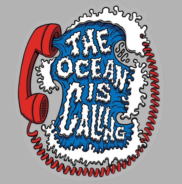 The Ocean is Calling die cut sticker grey