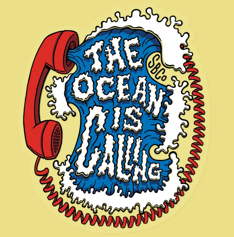 The Ocean is Calling die cut sticker yellow