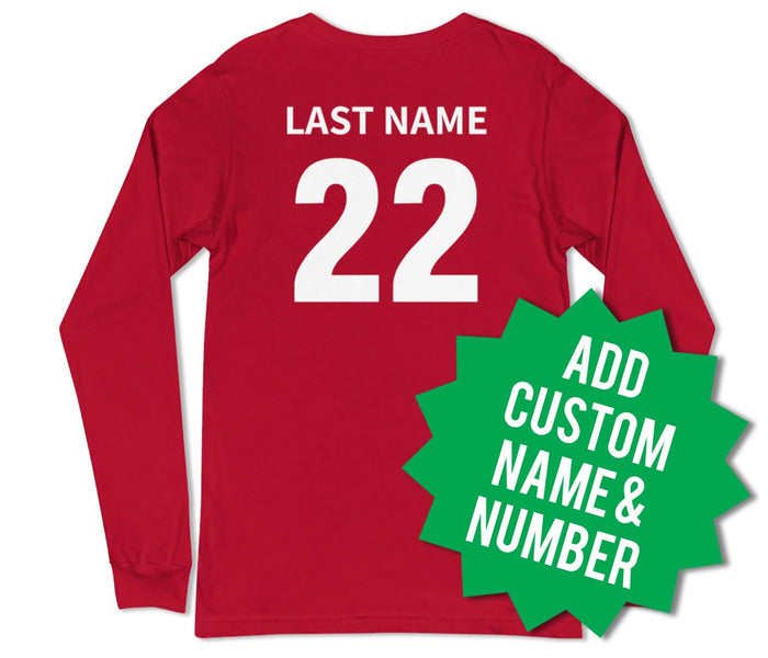 RedHawks Baseball (Cotton Script) Personalized Unisex Long Sleeve T-Shirt