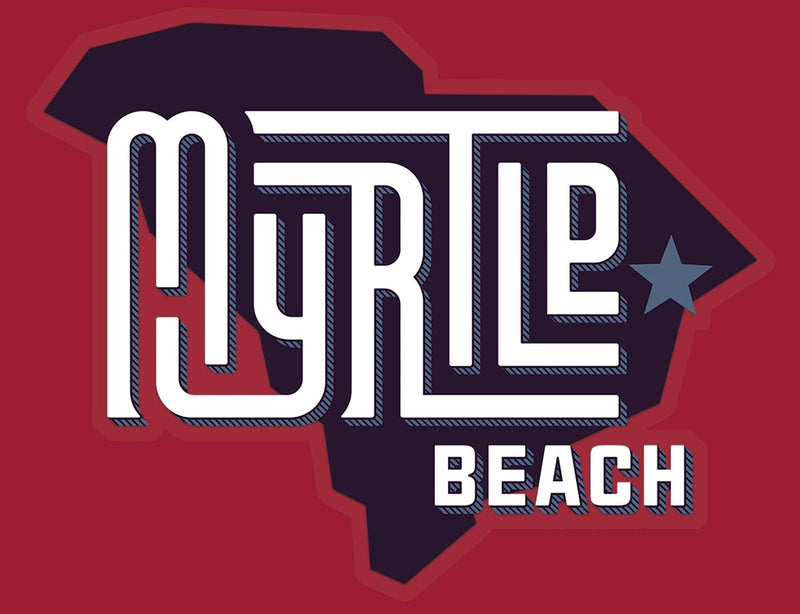 Myrtle Beach (State/Star) Glossy Vinyl Sticker red