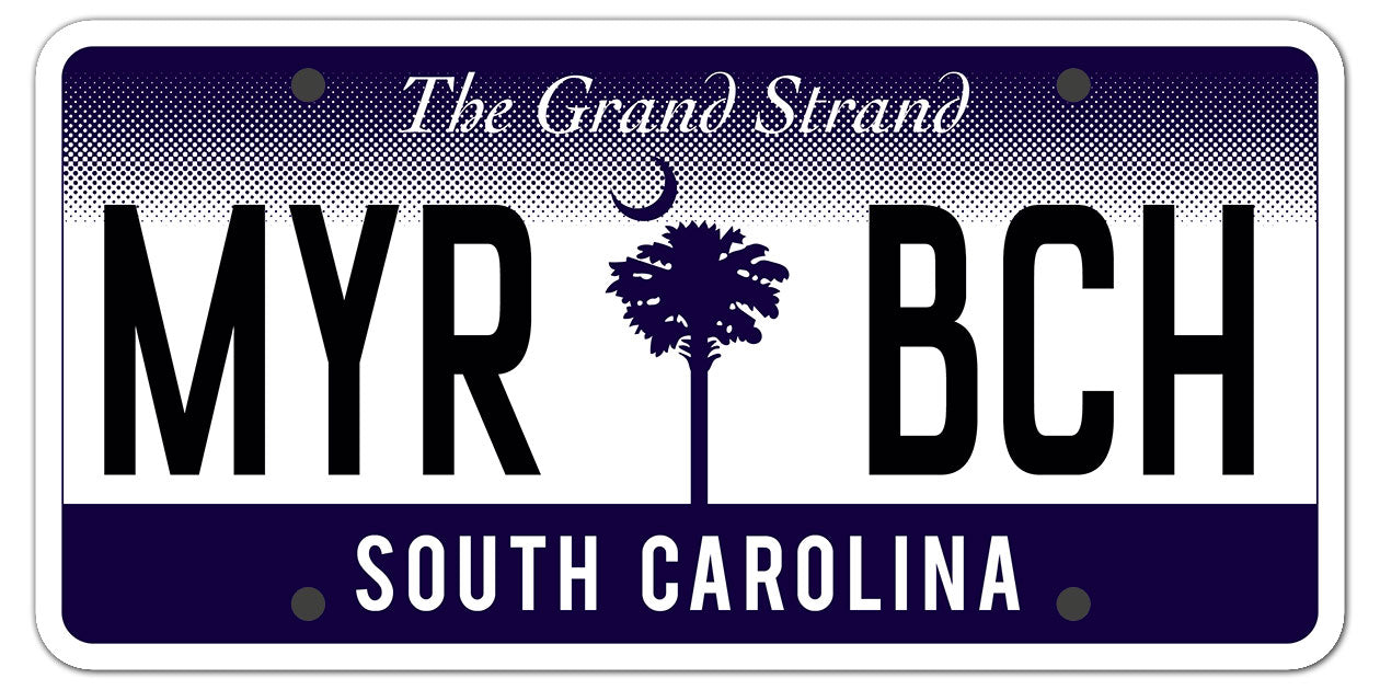 Myrtle Beach license plate die cut sticker