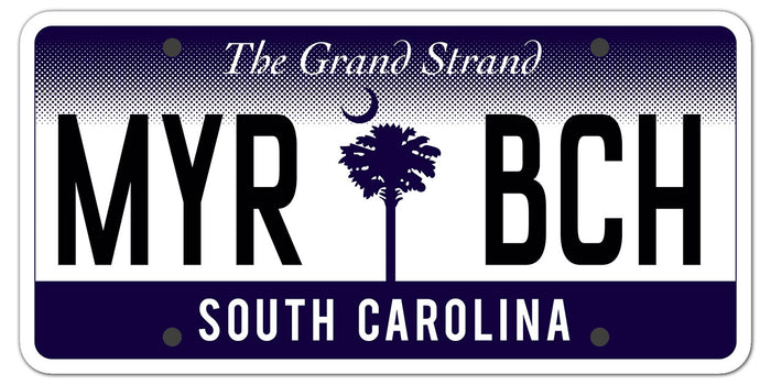 Myrtle Beach license plate die cut sticker