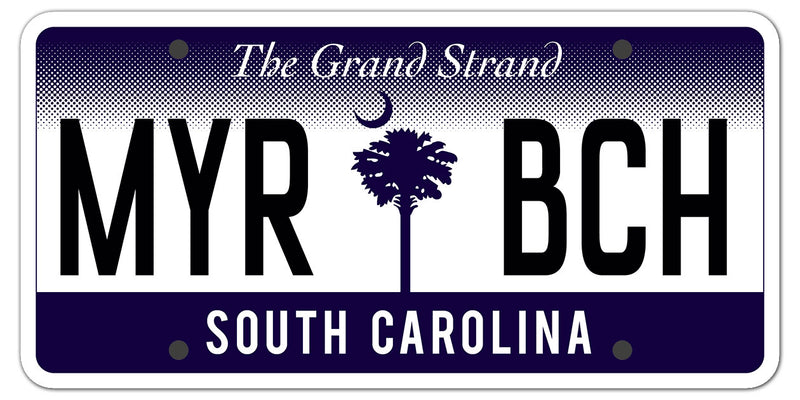 Myrtle Beach license plate die cut sticker