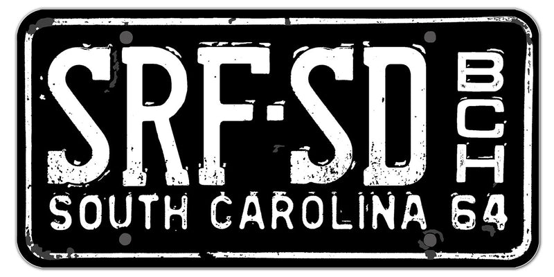 Surfside Beach '64 license plate die cut sticker