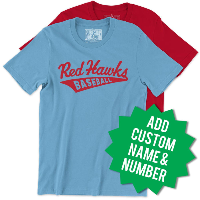 RedHawks Baseball (Cotton Script) Personalized Unisex T-Shirt
