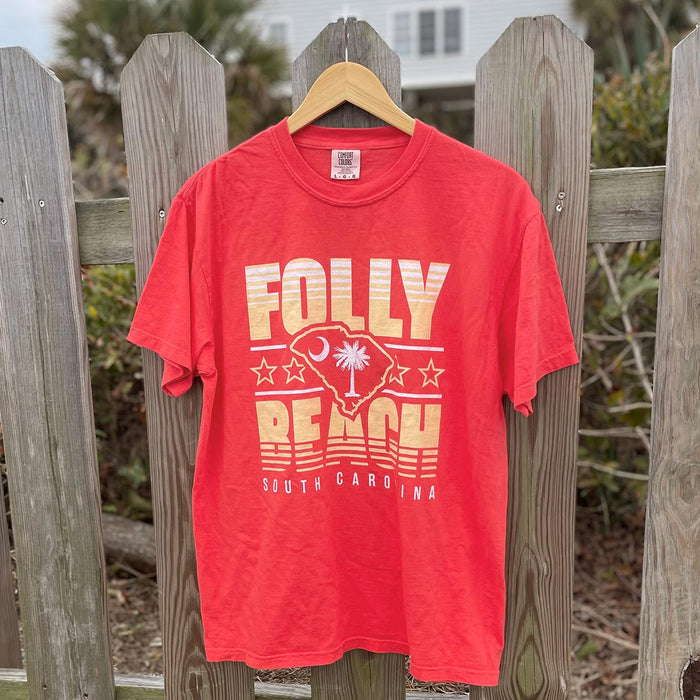 Folly Beach, South Carolina (Summer Haze) Comfort Colors Heavyweight T-Shirt