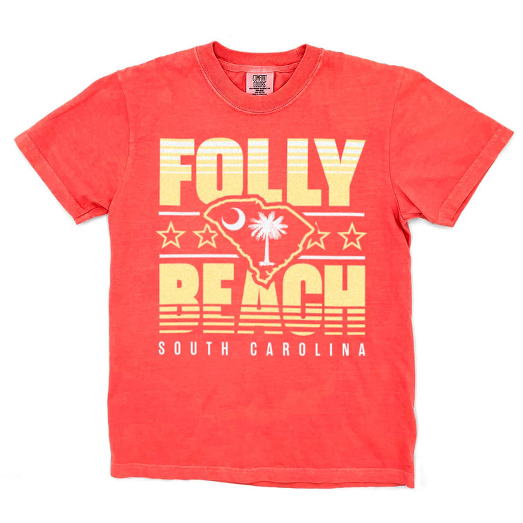 Folly Beach, South Carolina (Summer Haze) Comfort Colors Heavyweight T-Shirt