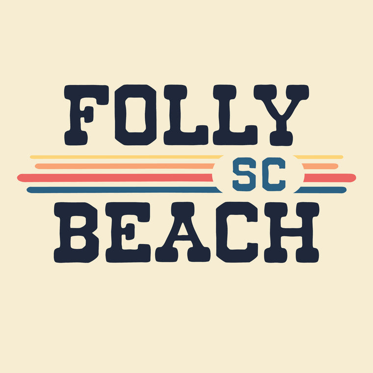 Folly Beach, SC (Vintage Sunset) Unisex Ringer T-Shirt