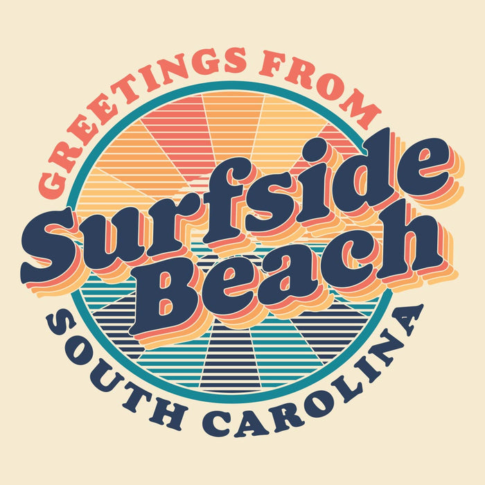 Greetings from Surfside Beach (Sunburst) Unisex Ringer T-shirt