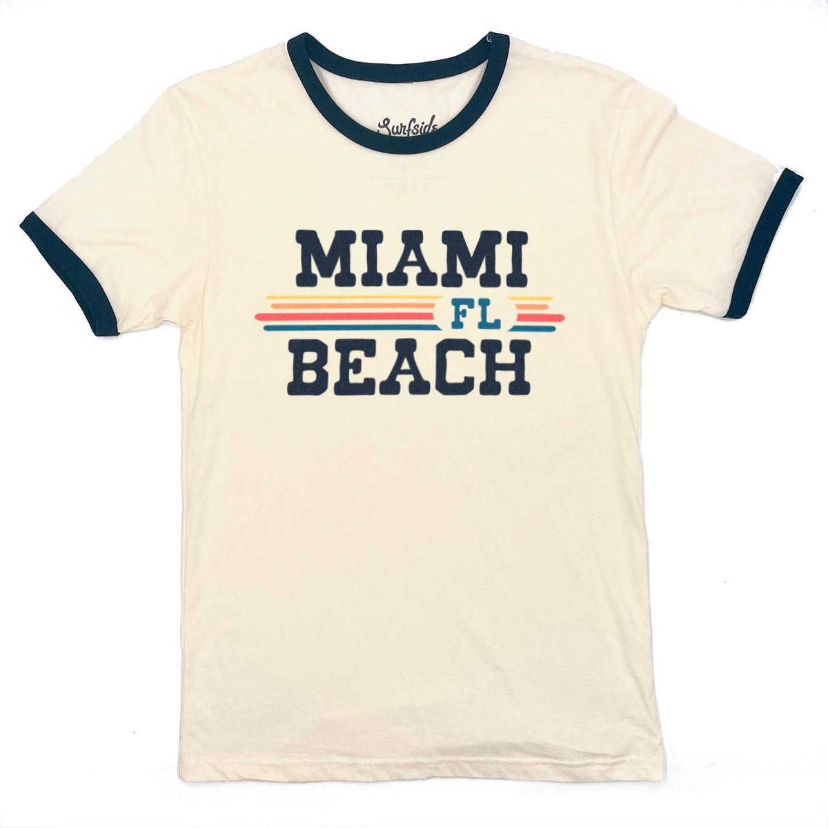 Miami Beach, FL (Vintage Sunset) Unisex Ringer T-Shirt