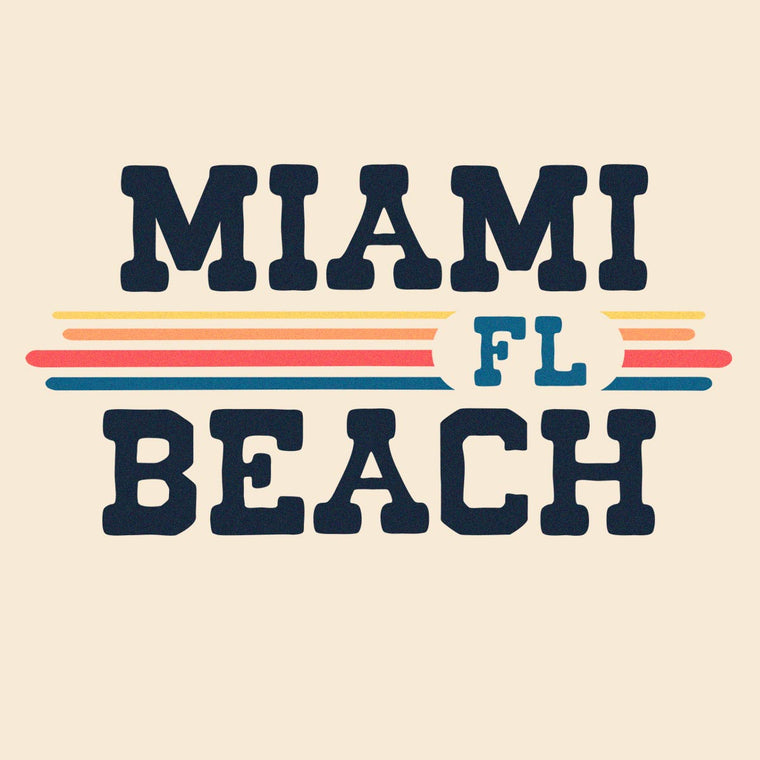 Miami Beach, FL (Vintage Sunset) Unisex Ringer T-Shirt
