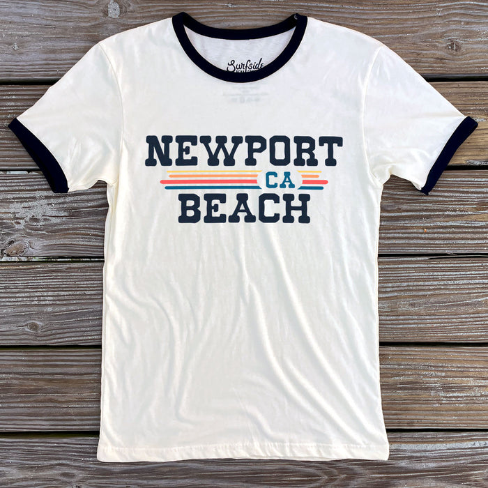 Newport Beach, CA (Vintage Sunset) Unisex Ringer T-Shirt