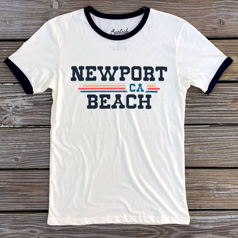 Newport Beach, CA (Vintage Sunset) Unisex Ringer T-Shirt