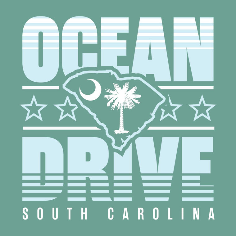 Ocean Drive, South Carolina (Summer Haze) Comfort Colors Heavyweight T-Shirt