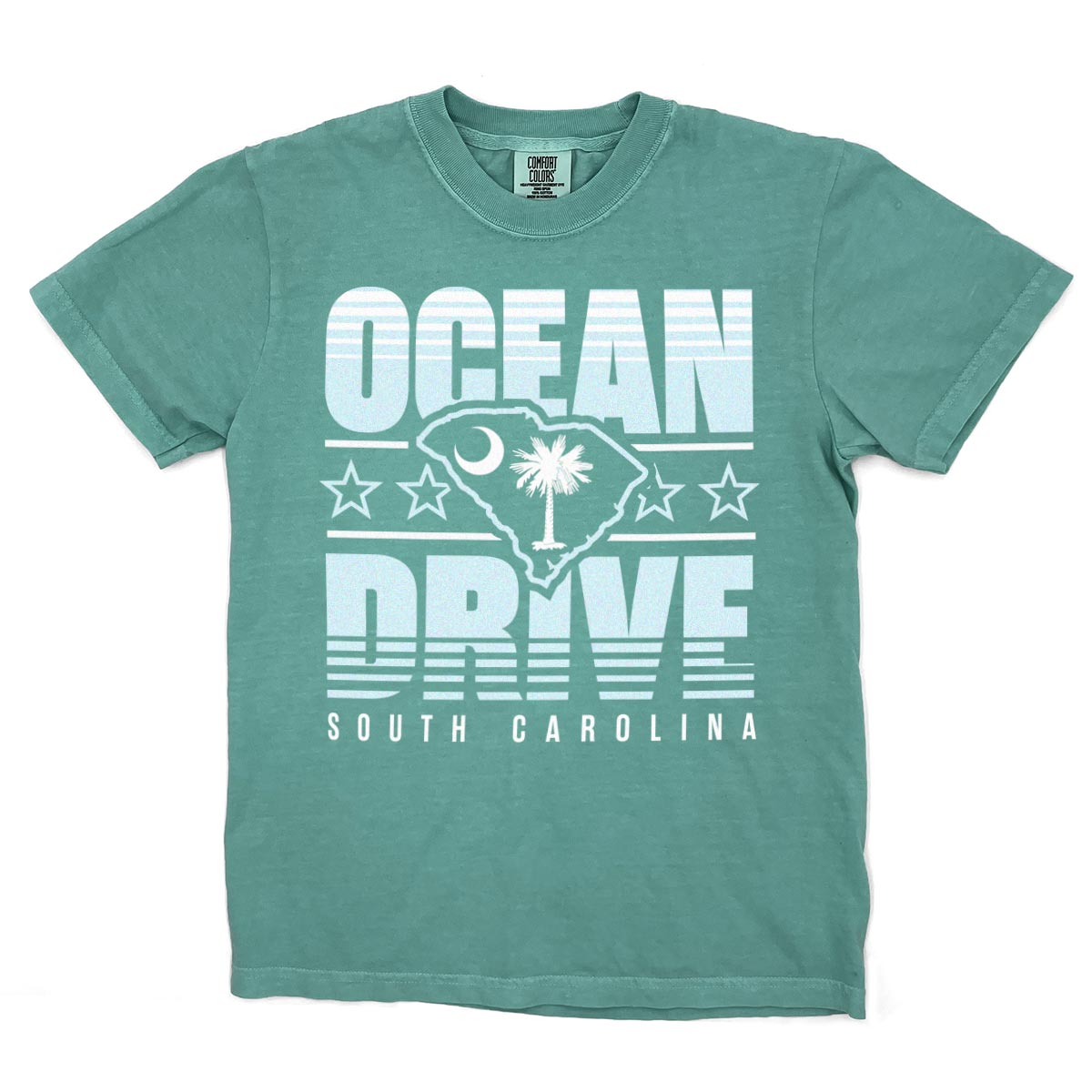 Ocean Drive, South Carolina (Summer Haze) Comfort Colors Heavyweight T-Shirt