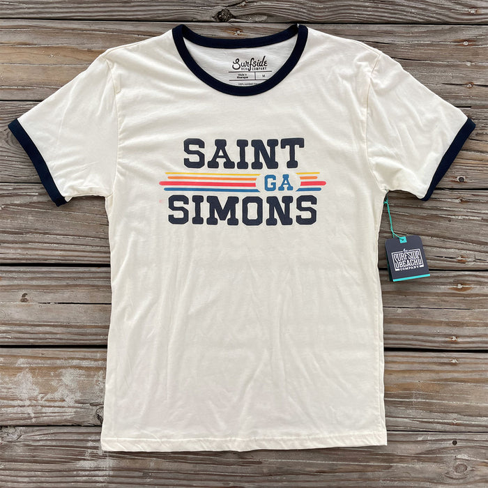 Saint Simons, GA (Vintage Sunset) Unisex Ringer T-Shirt