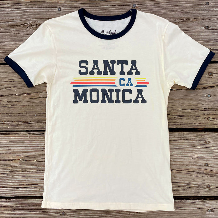 Santa Monica, CA (Vintage Sunset) Unisex Ringer T-Shirt