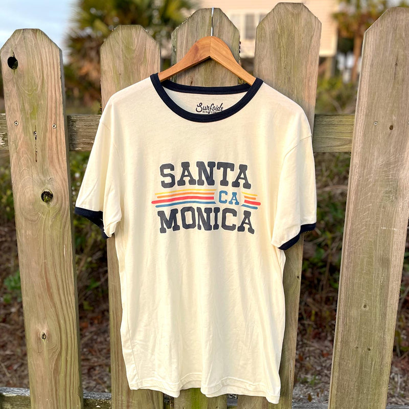 Santa Monica, CA (Vintage Sunset) Unisex Ringer T-Shirt