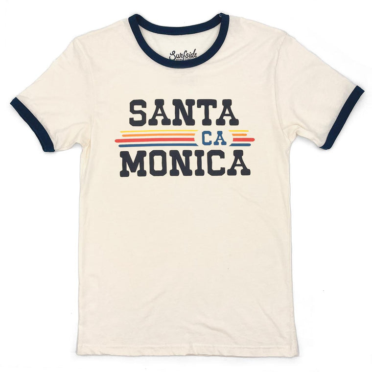 Santa Monica, CA (Vintage Sunset) Unisex Ringer T-Shirt
