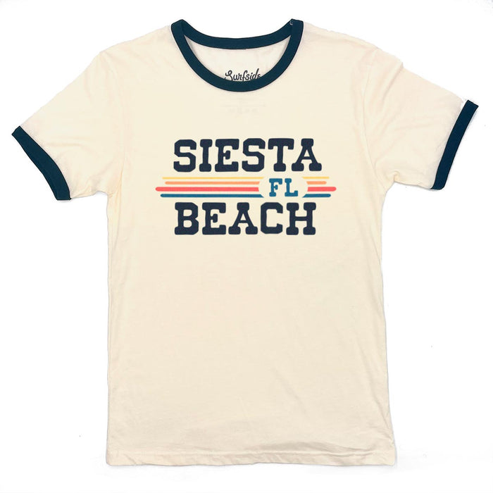 Siesta Beach, FL (Vintage Sunset) Unisex Ringer T-Shirt
