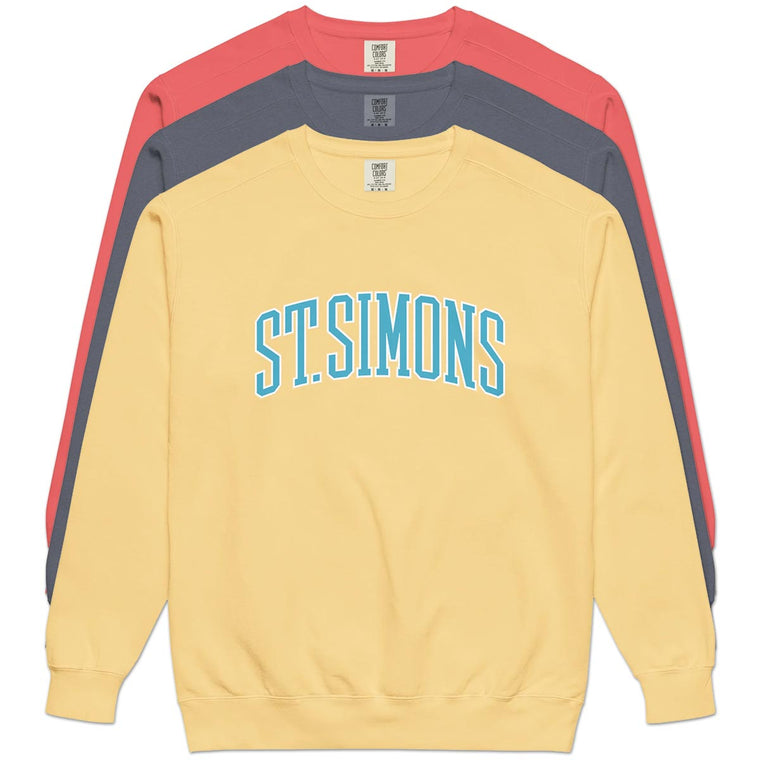 ST. SIMONS (Collegiate Arch) Comfort Colors Sweatshirt