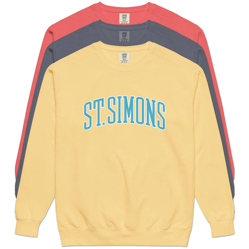 ST. SIMONS (Collegiate Arch) Comfort Colors Sweatshirt