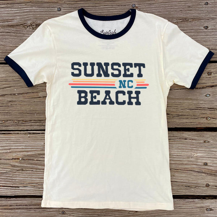 Sunset Beach, NC (Vintage Sunset) Unisex Ringer T-Shirt
