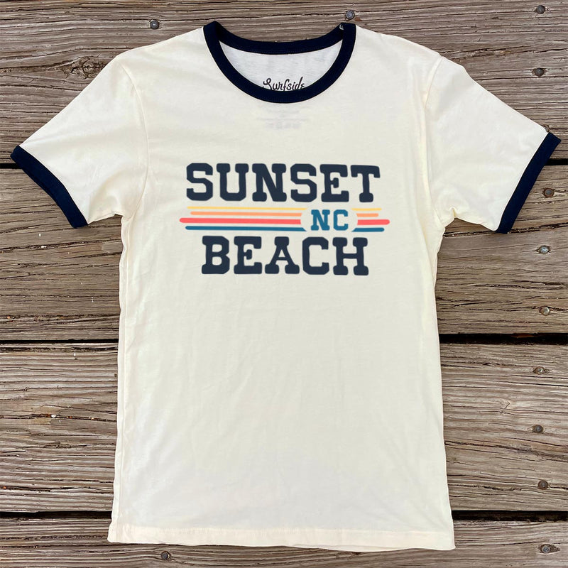 Sunset Beach, NC (Vintage Sunset) Unisex Ringer T-Shirt