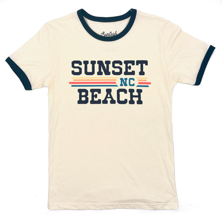 Sunset Beach, NC (Vintage Sunset) Unisex Ringer T-Shirt