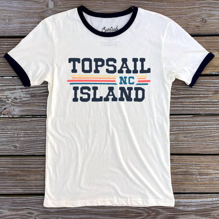 Topsail Island, NC (Vintage Sunset) Unisex Ringer T-Shirt