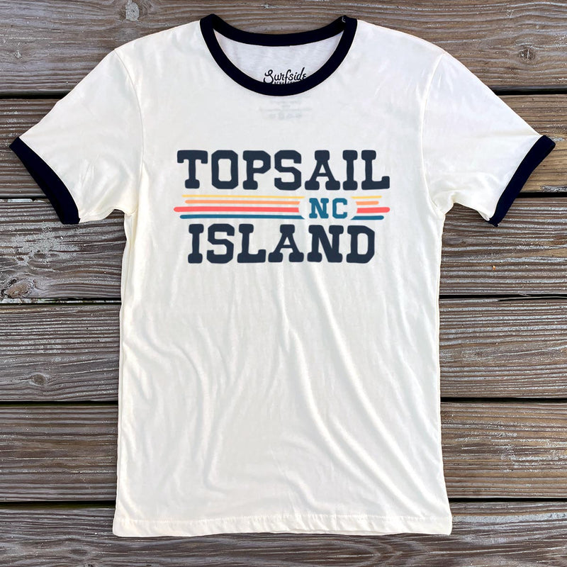 Topsail Island, NC (Vintage Sunset) Unisex Ringer T-Shirt