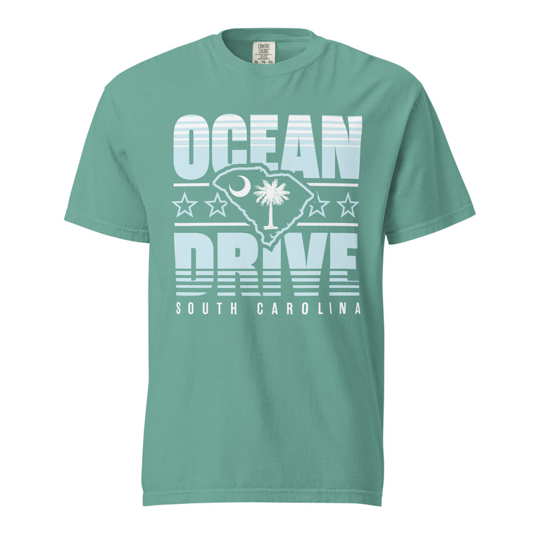 Ocean Drive, South Carolina (Summer Haze) Comfort Colors Heavyweight T-Shirt