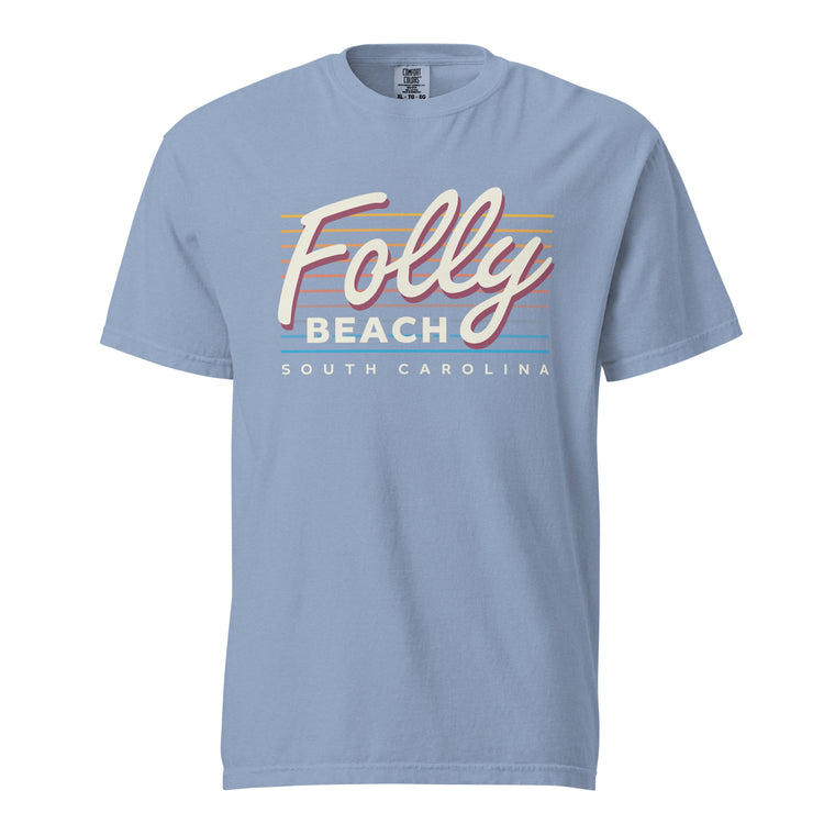 Folly Beach - South Carolina (Summer Nights) Comfort Colors Heavyweight T-Shirt
