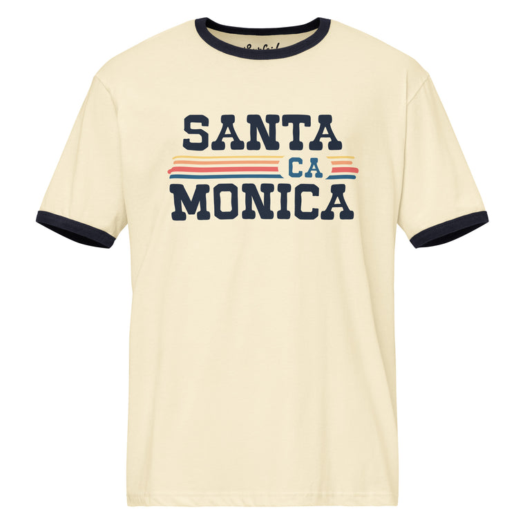 Santa Monica, CA (Vintage Sunset) Unisex Ringer T-Shirt