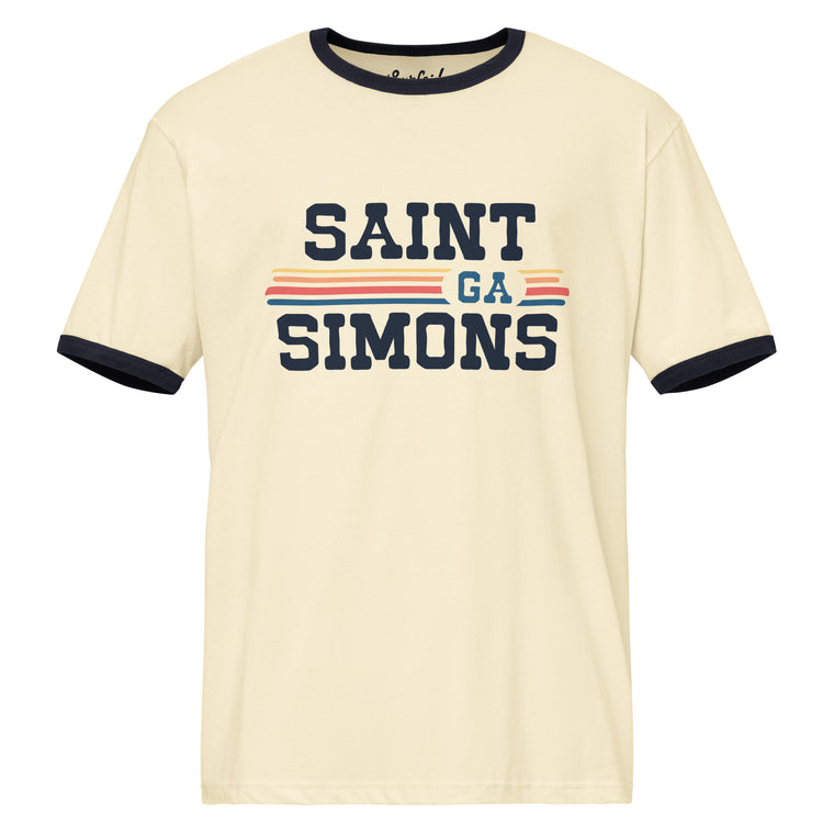 Saint Simons, GA (Vintage Sunset) Unisex Ringer T-Shirt
