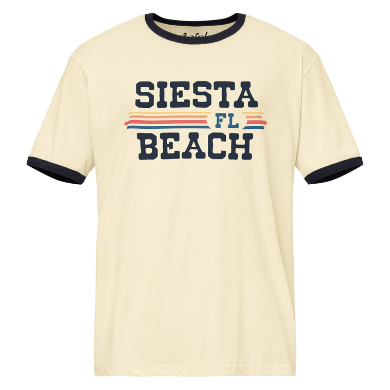 Siesta Beach, FL (Vintage Sunset) Unisex Ringer T-Shirt