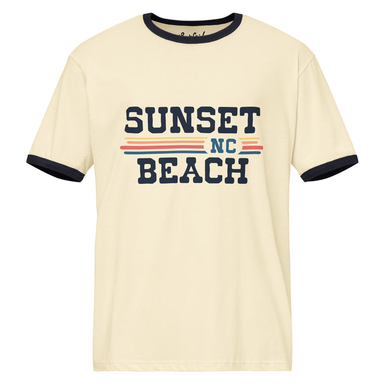 Sunset Beach, NC (Vintage Sunset) Unisex Ringer T-Shirt