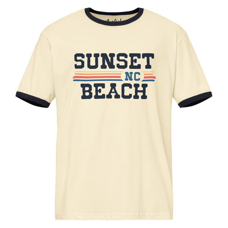 Sunset Beach, NC (Vintage Sunset) Unisex Ringer T-Shirt