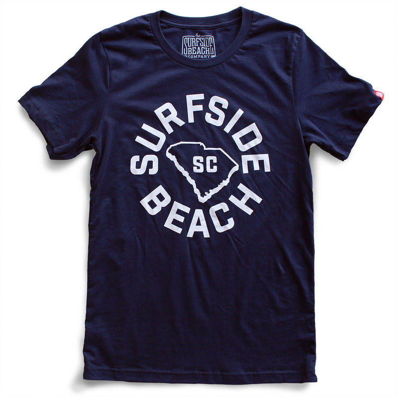 Surfside Beach, SC (Circle State) premium navy T-shirt