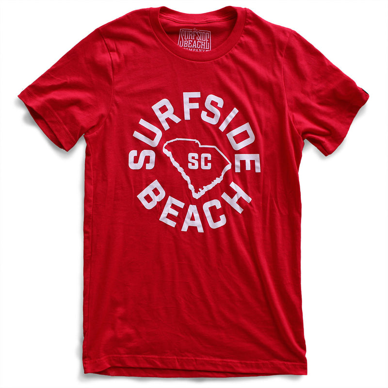 Surfside Beach, SC (Circle State) premium red T-shirt