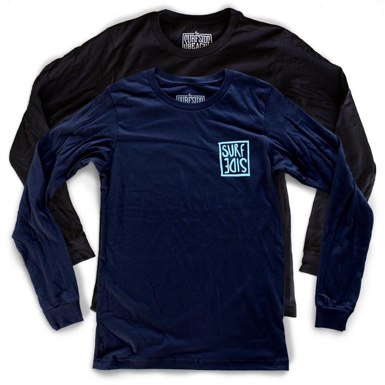 Surf Side (flipt) premium long-sleeved navy T-shirt beach back