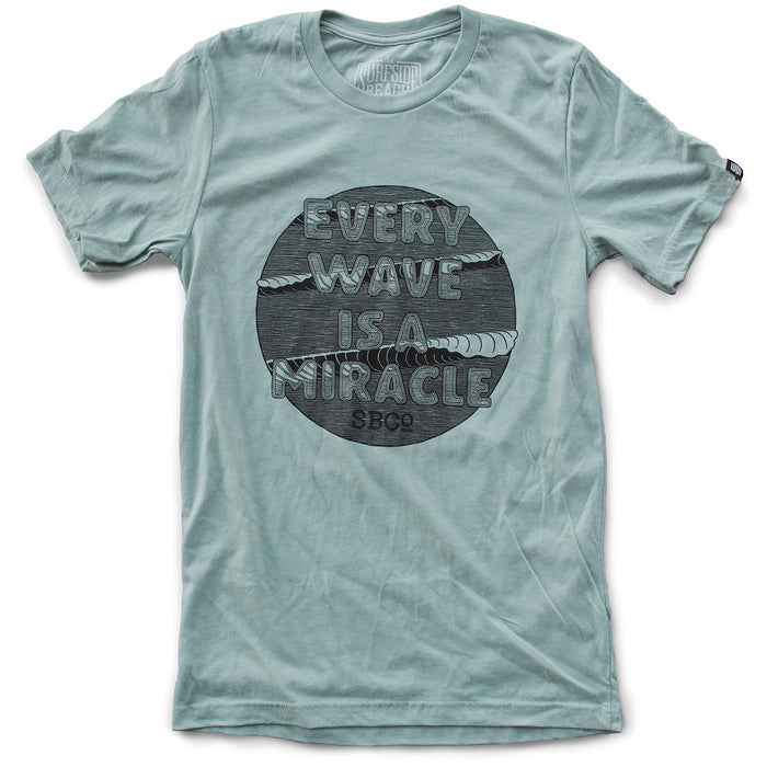 Every Wave is a Miracle premium heather dusty blue T-shirt