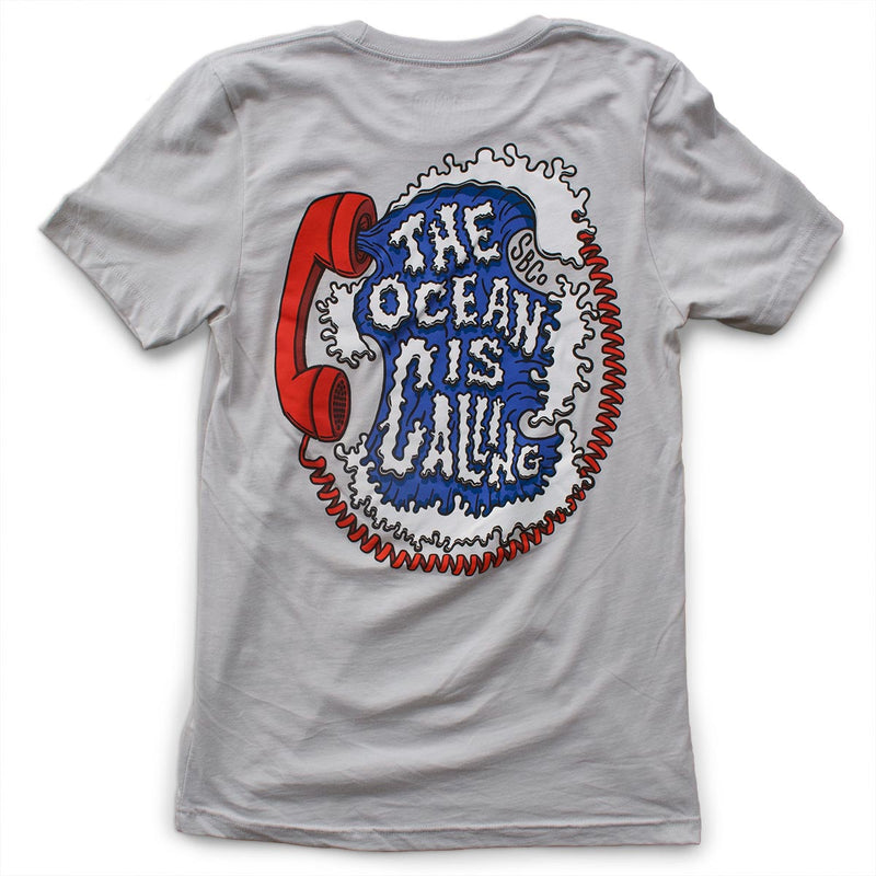 The Ocean is Calling premium silver T-shirt back