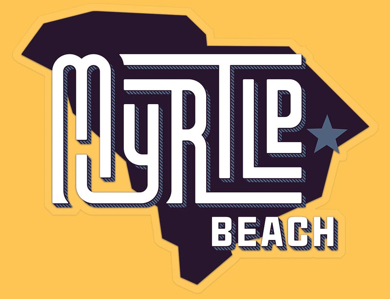 Myrtle Beach (State/Star) Glossy Vinyl Sticker yellow