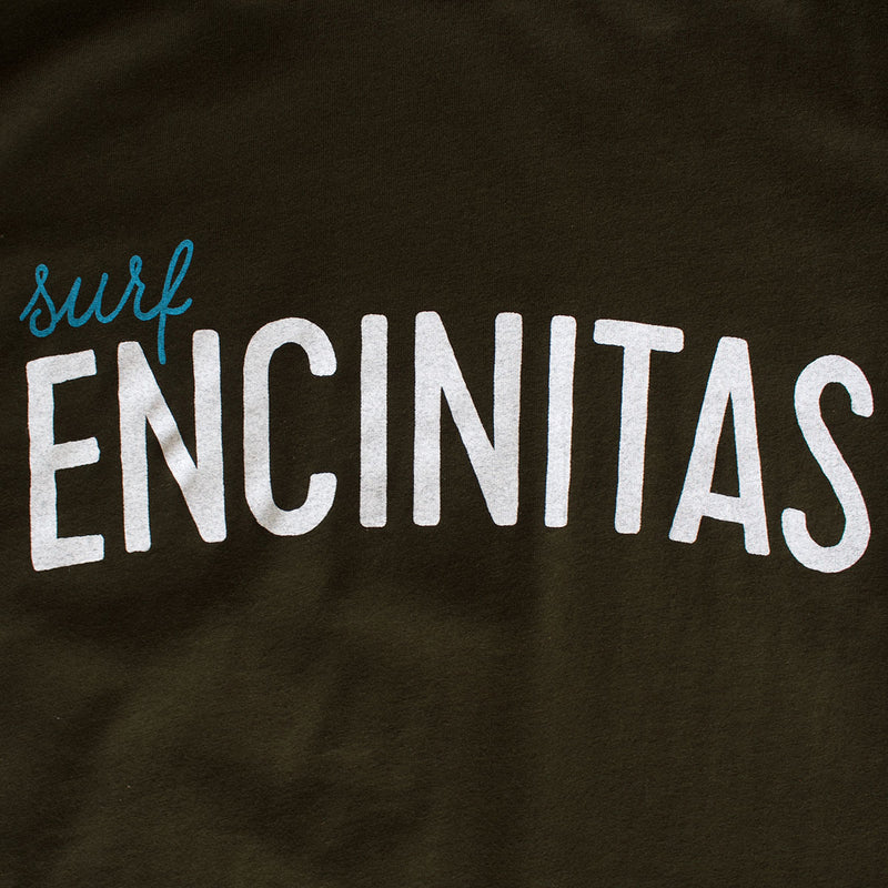 Surf Encinitas premium dark olive T-shirt zoom