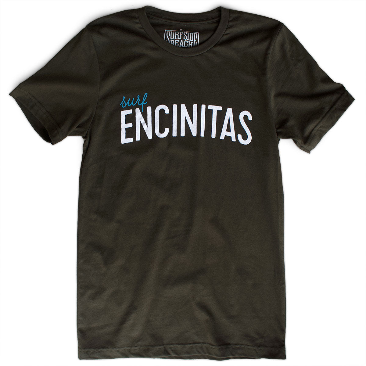 Surf Encinitas premium dark olive T-shirt