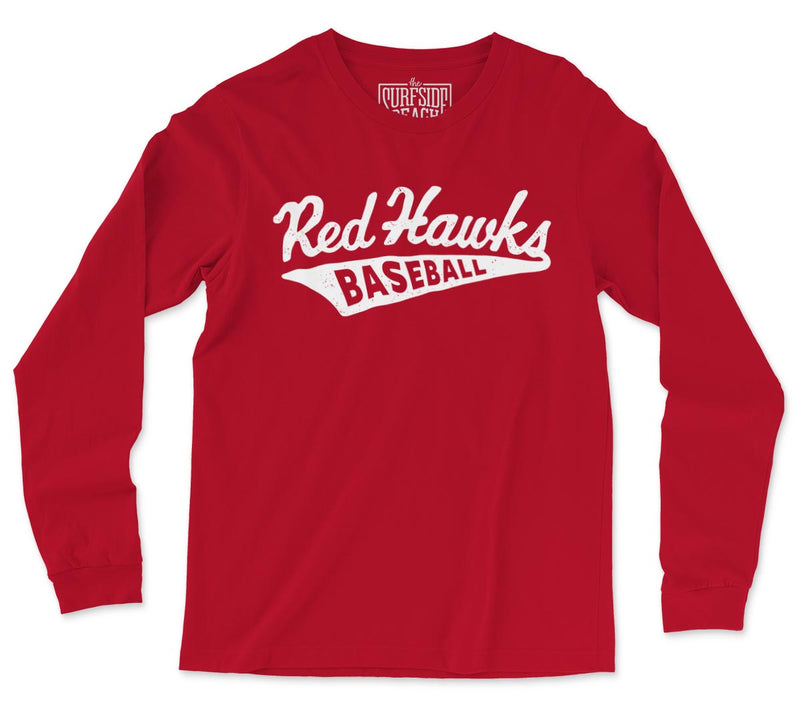 RedHawks Baseball (Cotton Script) Personalized Unisex Long Sleeve T-Shirt