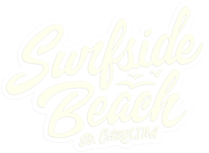 Surfside Beach, So. Carolina (Script) die cut sticker