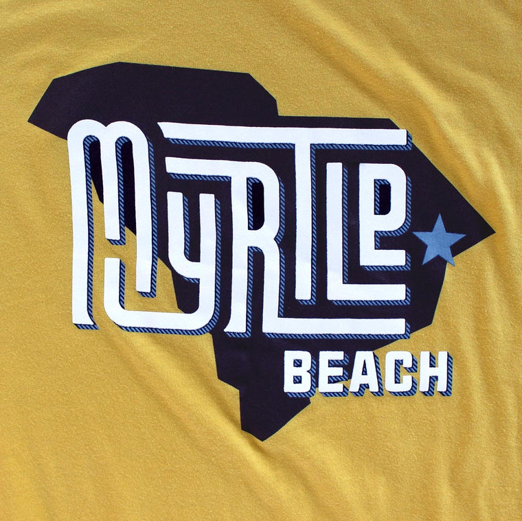 Myrtle Beach (State/Star) premium deep teal T-shirt sleeve