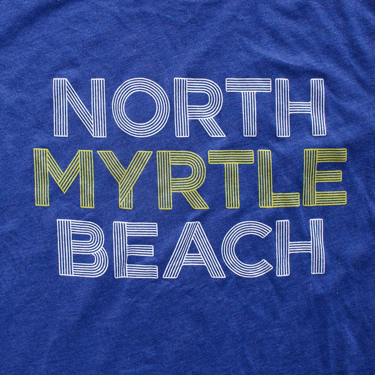 North Myrtle Beach (Radial Pinstripes) premium T-shirt sleeve